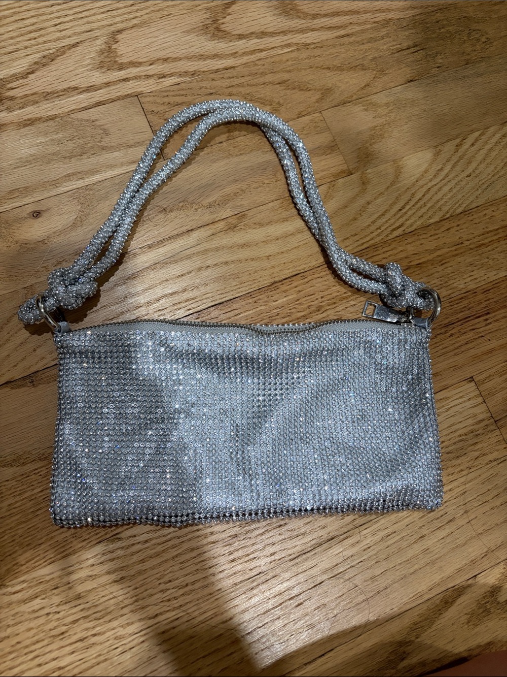 Silver Crystal Evening Shoulder Bag